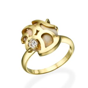 טבעת אהבה זהב יהלום ואבן מהר הבית