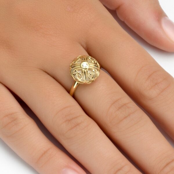 טבעת ארבעה לבבות יהלום אבן מהר הבית זהב צהוב