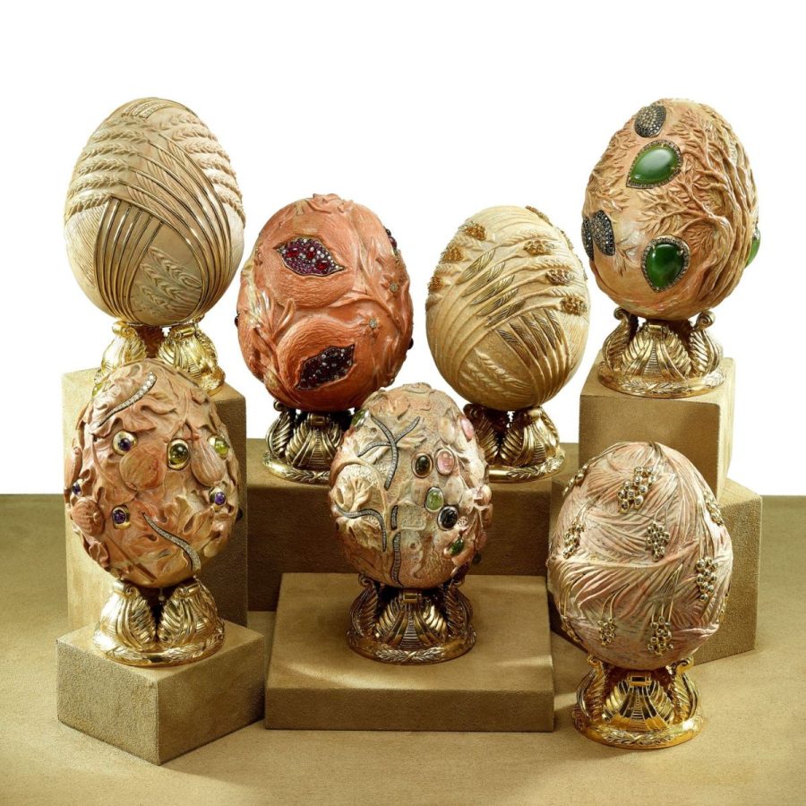קולקציית שבעת המינים אבן הר הבית מגולפת לצורת ביצה על שבעת המינים